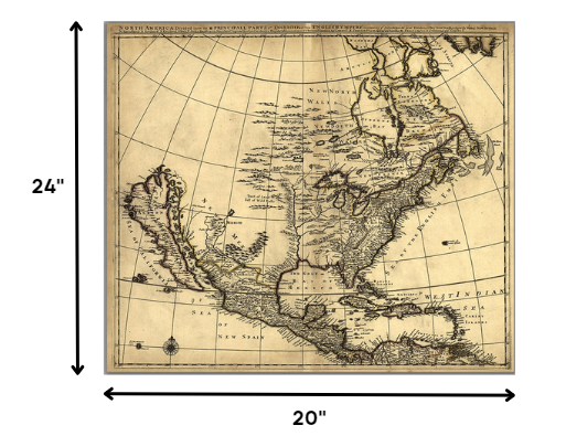 24" X 28" Map Of North America C1685 Vintage  Poster Wall Art - Minihomy