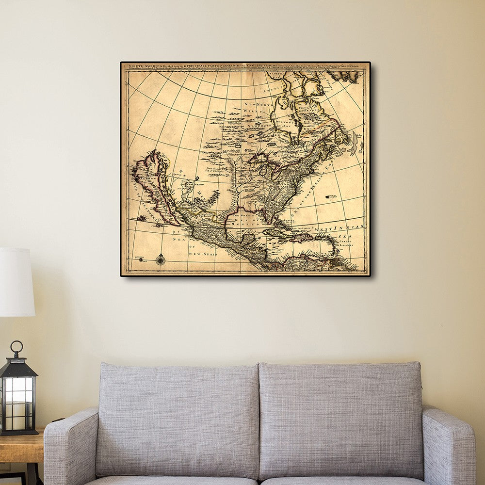 24" X 28" Map Of North America C1685 Vintage  Poster Wall Art - Minihomy