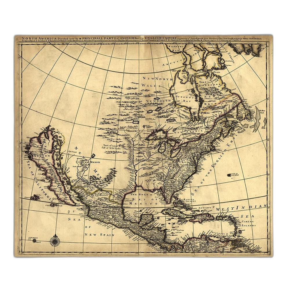 24" X 28" Map Of North America C1685 Vintage  Poster Wall Art - Minihomy