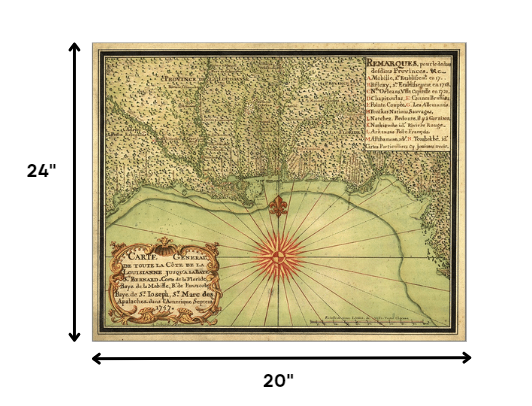 24" X 30" C1747 Map Of The Gulf Coast Vintage  Poster Wall Art - Minihomy