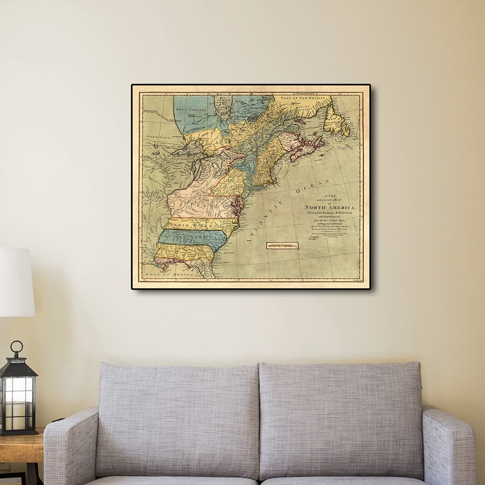 20" X 24" Vintage 1771  Map Of North America Wall Art - Minihomy