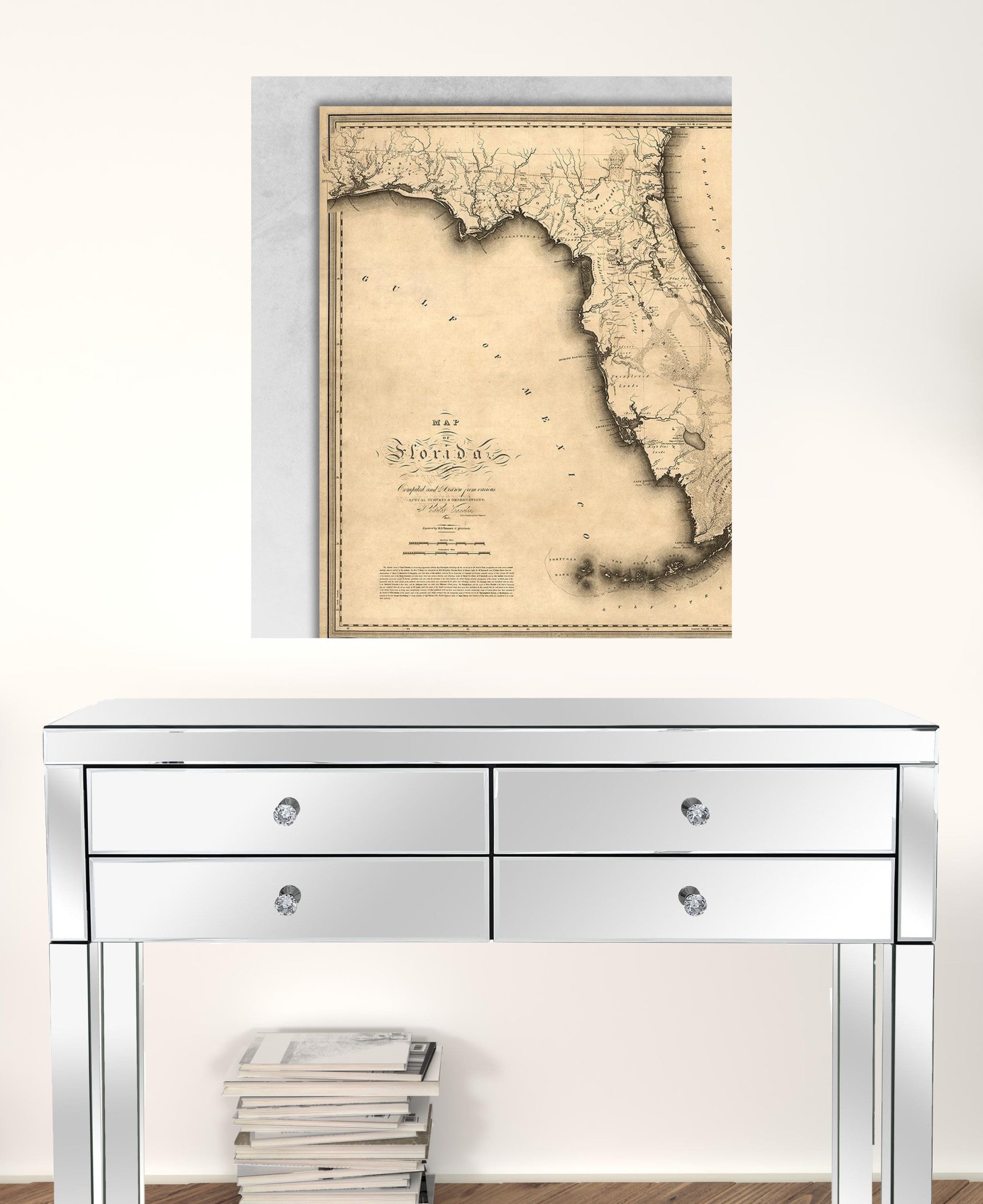 24" X 28" C1823 Early Map Of Florida  Vintage  Poster Wall Art - Minihomy