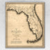 24" X 28" C1823 Early Map Of Florida  Vintage  Poster Wall Art - Minihomy