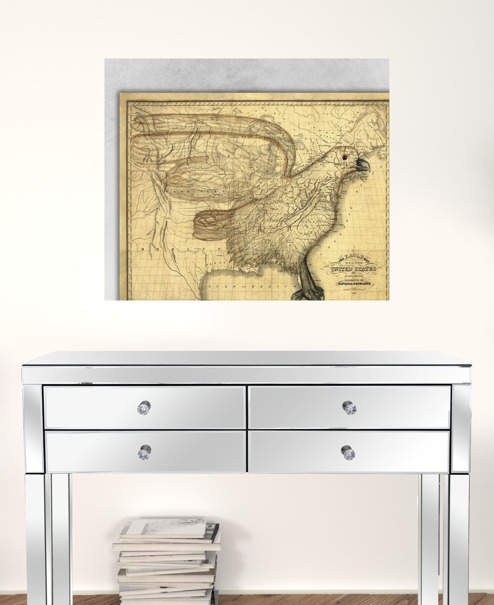 24" X 30" Eagle Map Of America C1833 Vintage  Poster Wall Art - Minihomy