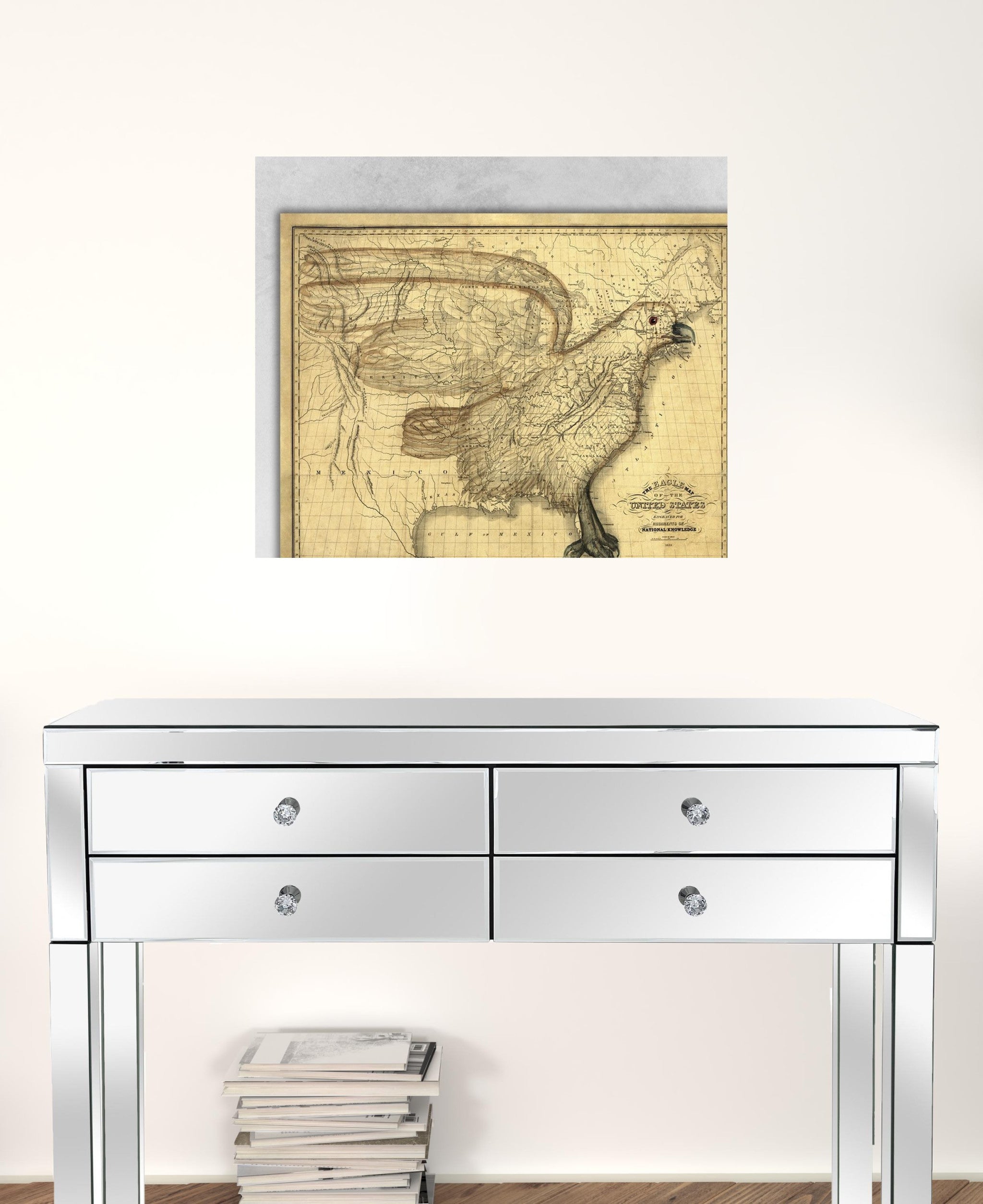 24" X 30" Eagle Map Of America C1833 Vintage  Poster Wall Art - Minihomy