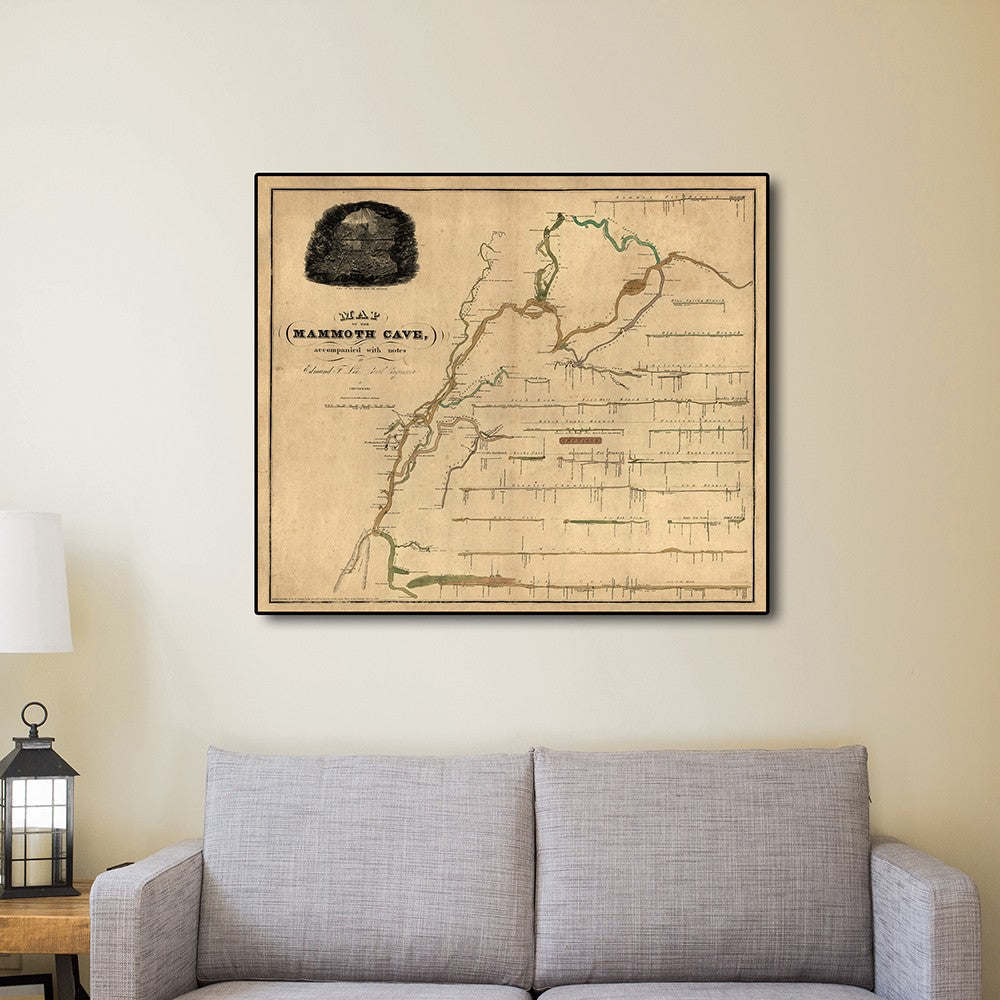 24" X 28" Map Of Kentucky Mammoth Cave Vintage  Poster Wall Art - Minihomy