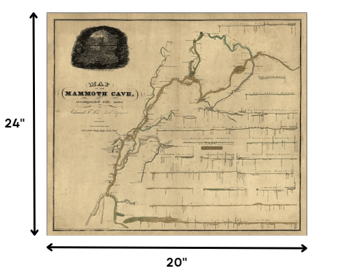 24" X 28" Map Of Kentucky Mammoth Cave Vintage  Poster Wall Art - Minihomy