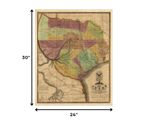 24" X 30" Texas And Surroundings C1837 Vintage Map Poster Wall Art - Minihomy