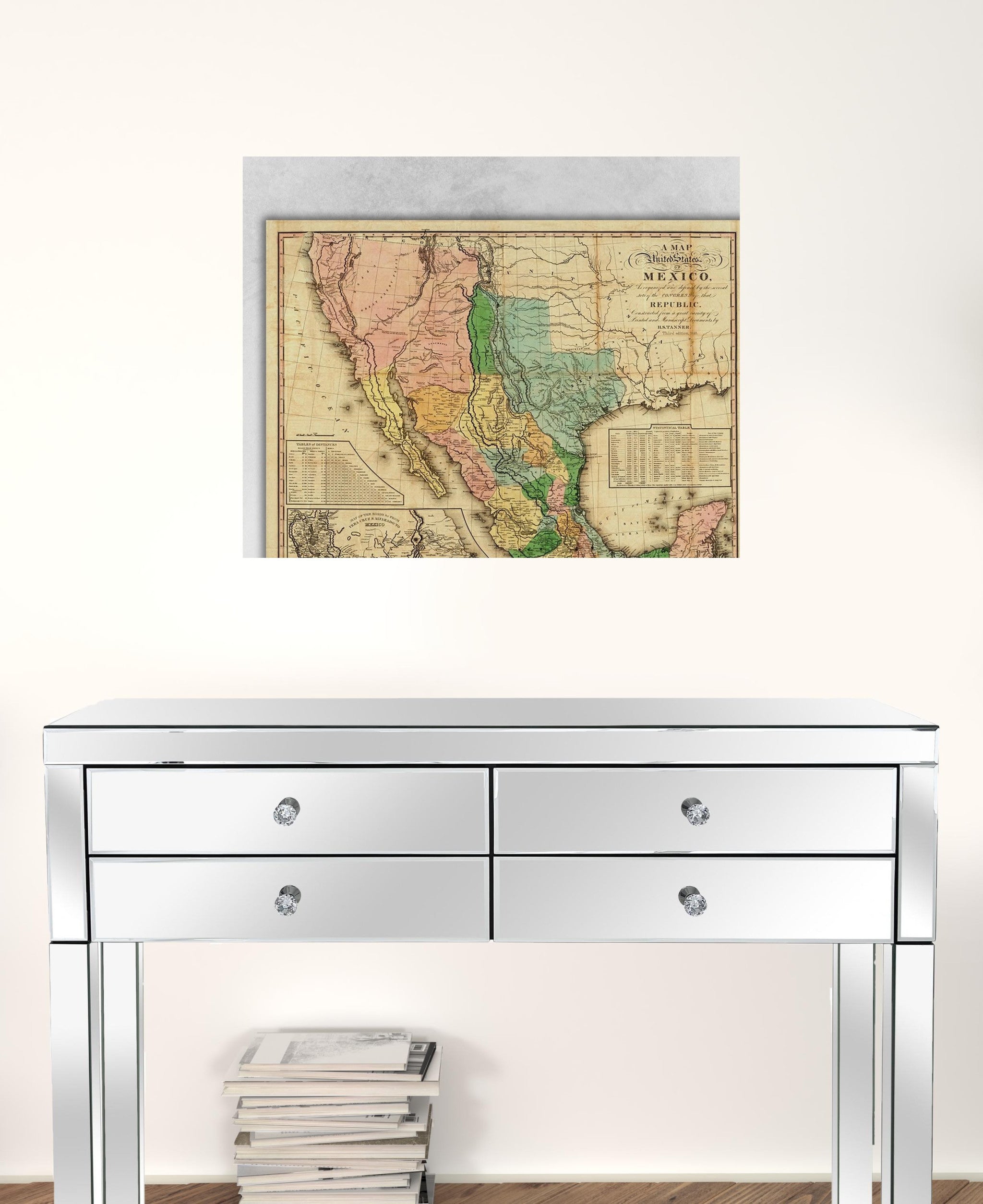 24" X 30" Vintage 1846 Map Of Mexico Wall Art - Minihomy