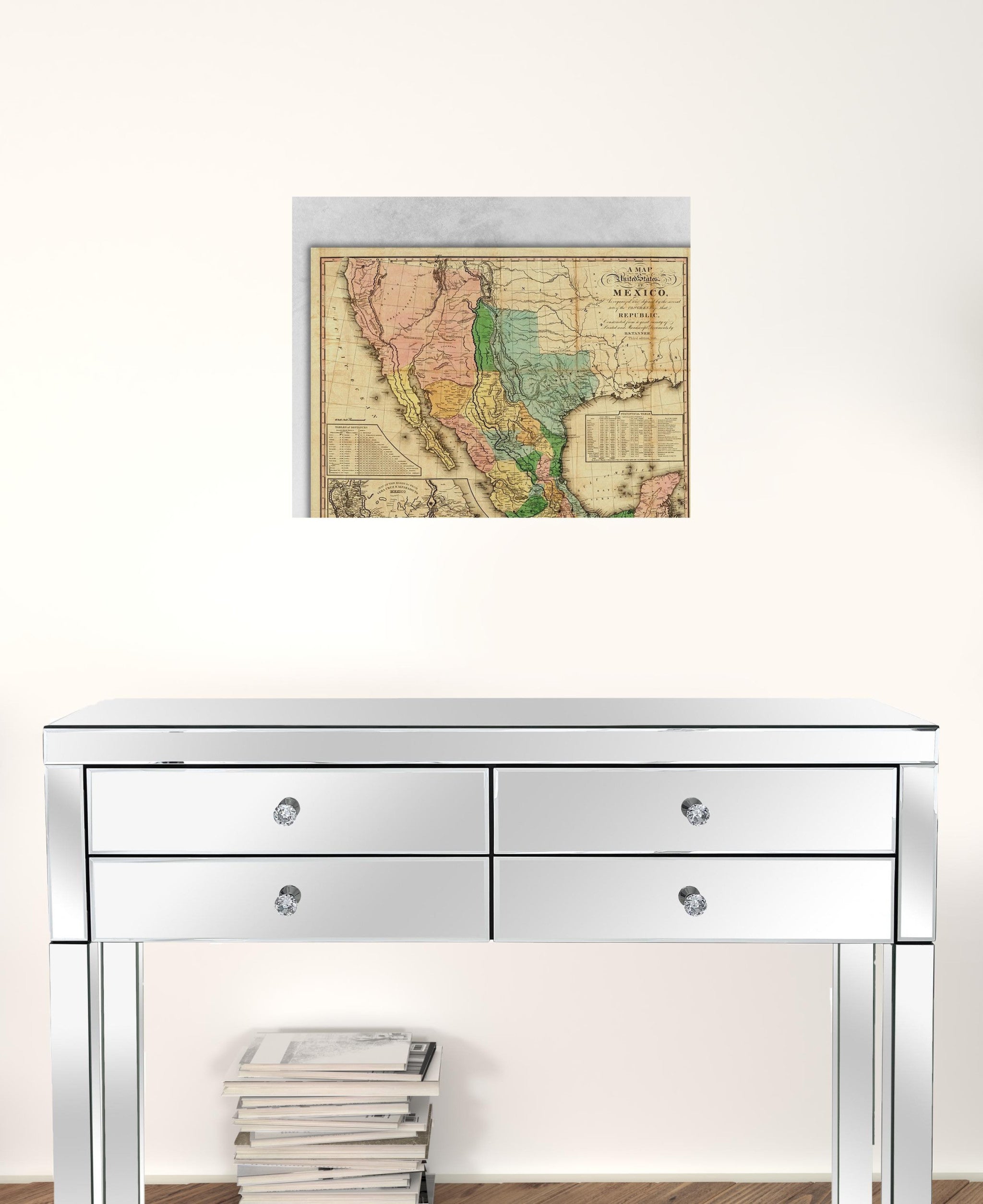 24" X 30" Vintage 1846 Map Of Mexico Wall Art - Minihomy