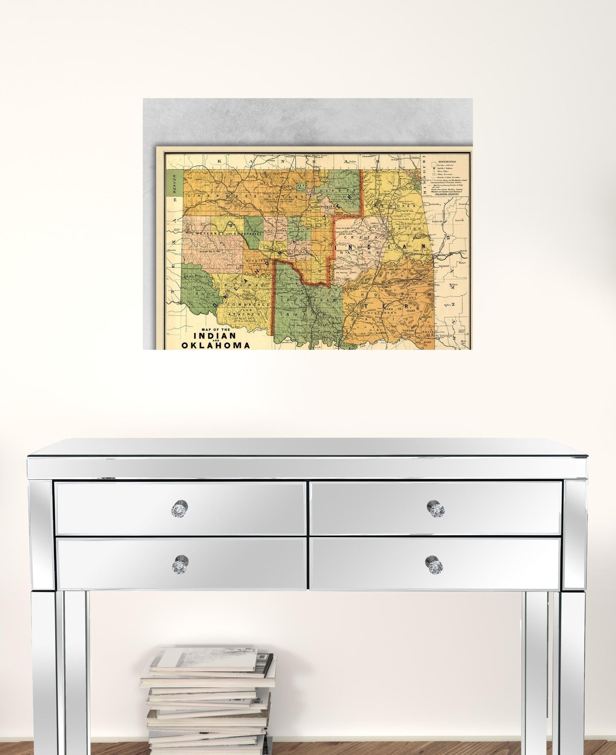 24" X 32" Map Of Indian And Oklahoma Territories Vintage Poster Wall Art - Minihomy