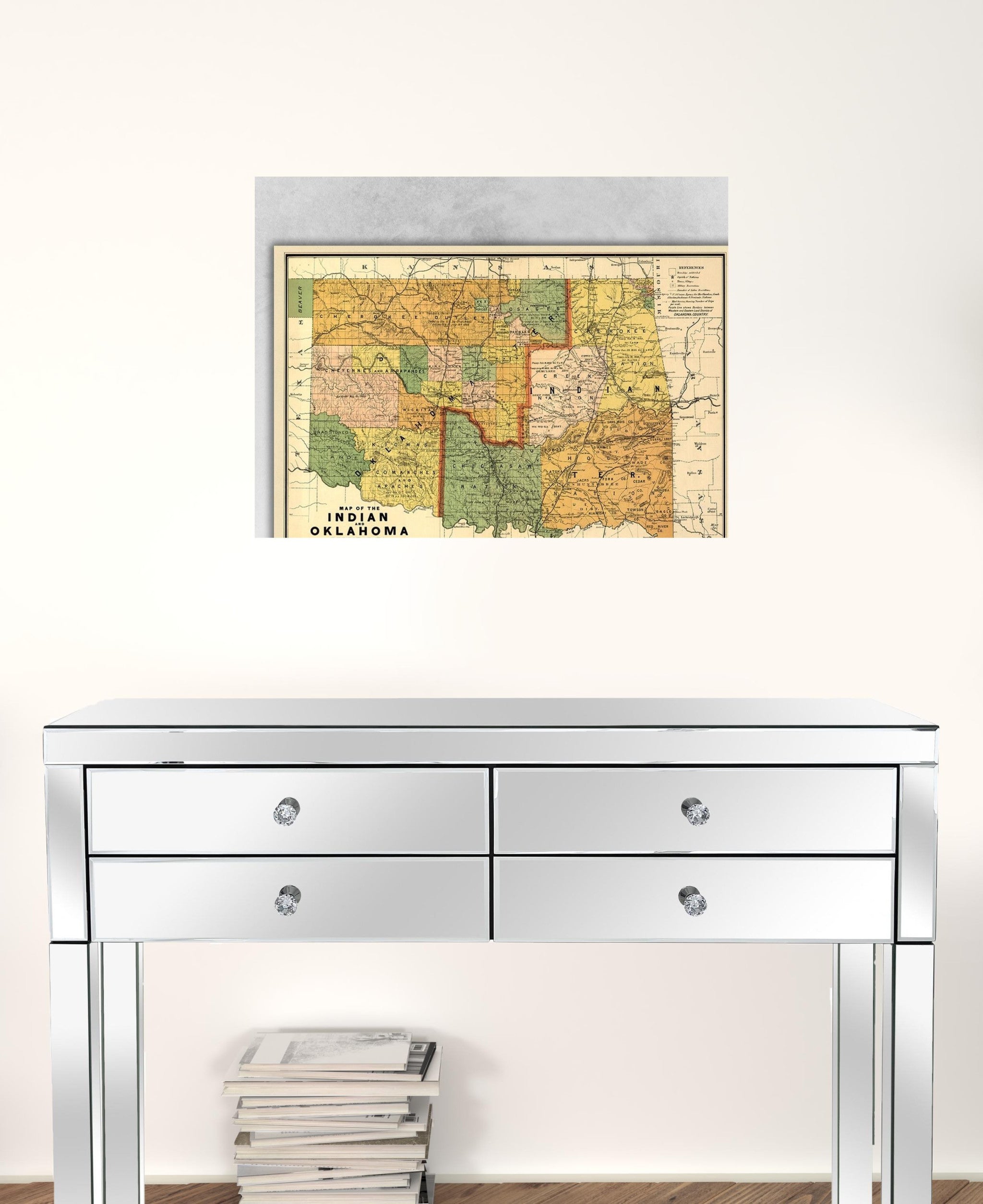 24" X 32" Map Of Indian And Oklahoma Territories Vintage Poster Wall Art - Minihomy