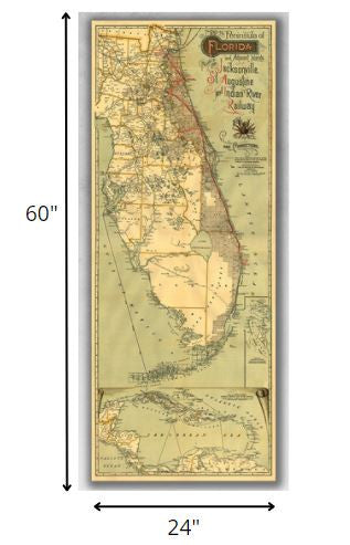 24" X 60" Map Of Jacksonville Florida Vintage Poster Wall Art - Minihomy