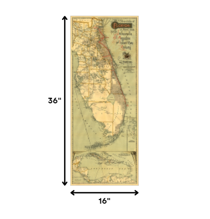 24" X 60" Map Of Jacksonville Florida Vintage Poster Wall Art - Minihomy