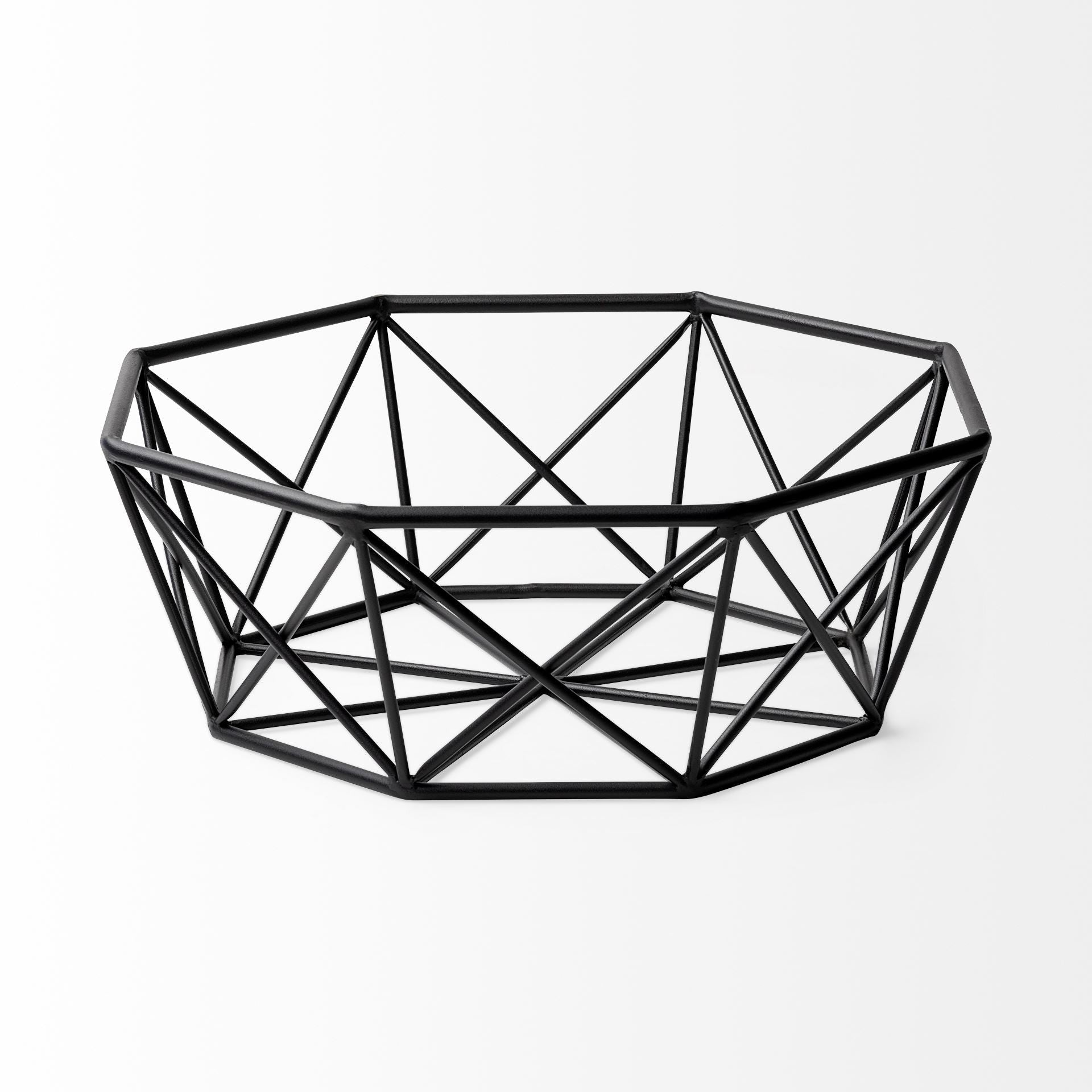 Black Geometric Metal Centerpiec Bowl - Minihomy