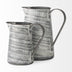 11" Metal Gray and White Cylinder Jug Vase - Minihomy