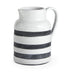 9" Rustic White And Blue Stripe Ceramic Jug - Minihomy