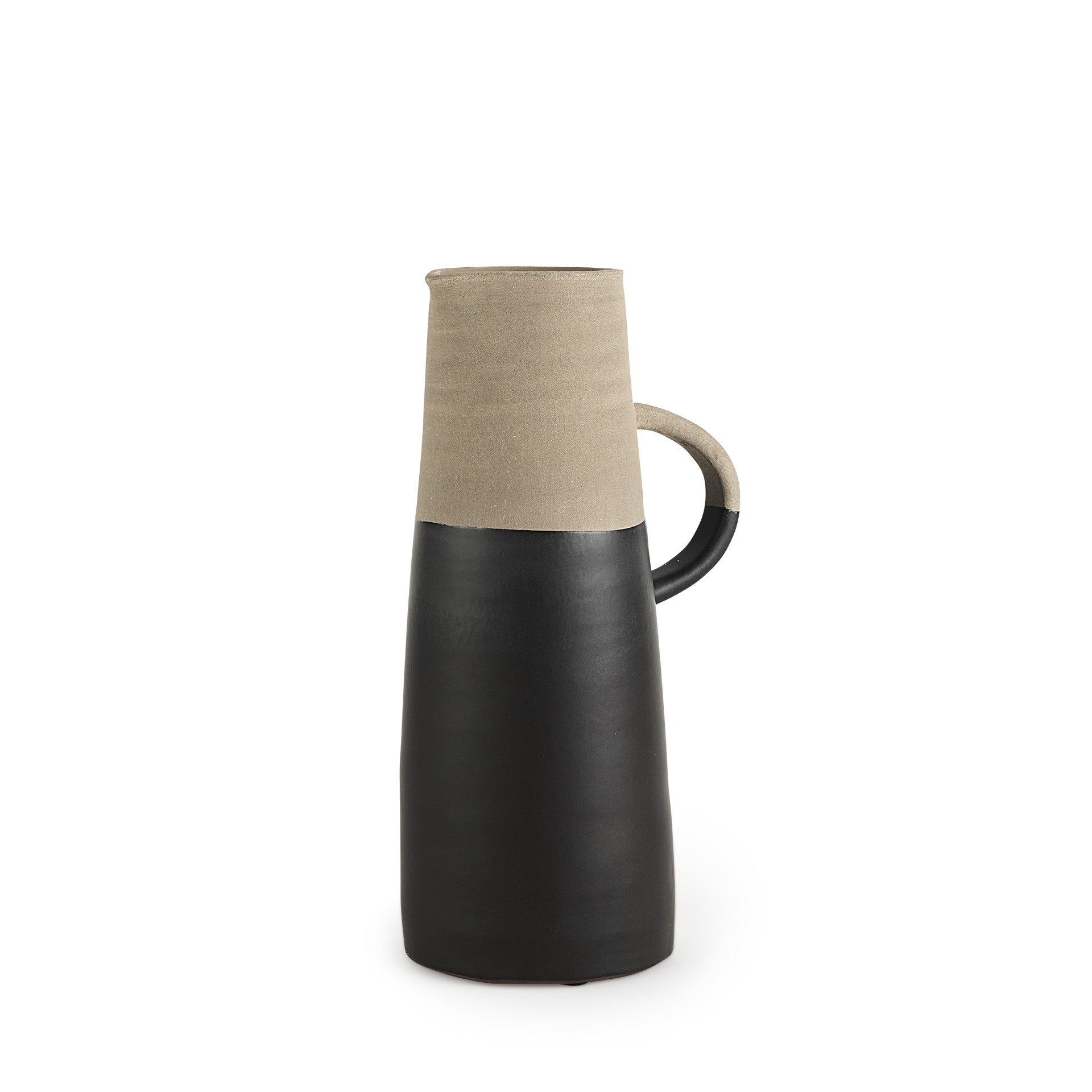 14" Rustic Organic Black And Natural Decorative Jug - Minihomy