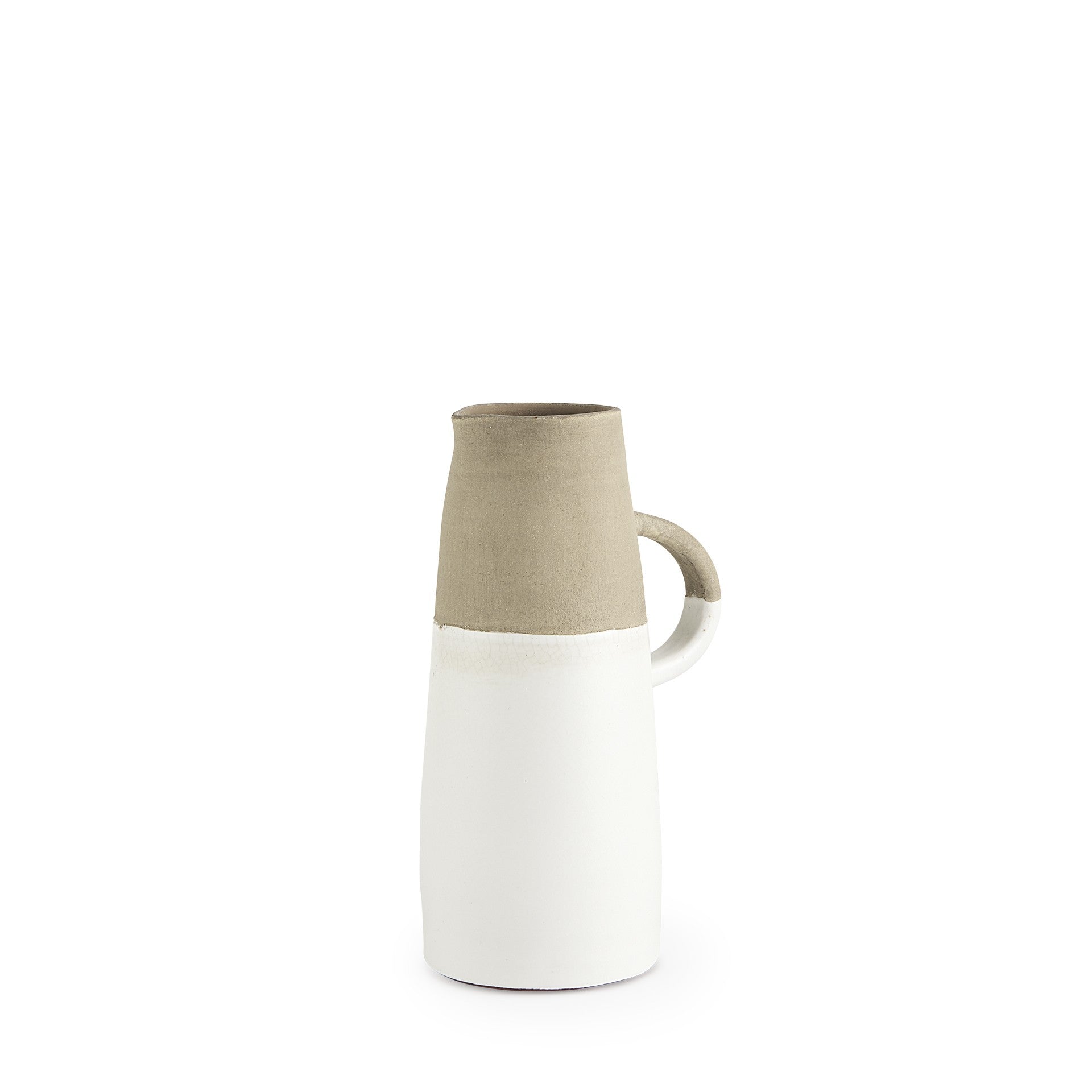 10" Rustic Organic White And Natural Decorative Jug - Minihomy