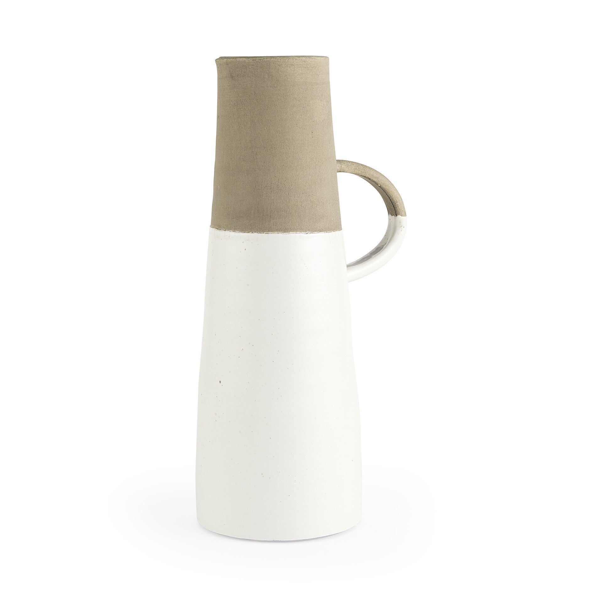 16" Rustic Organic White And Natural Decorative Jug - Minihomy