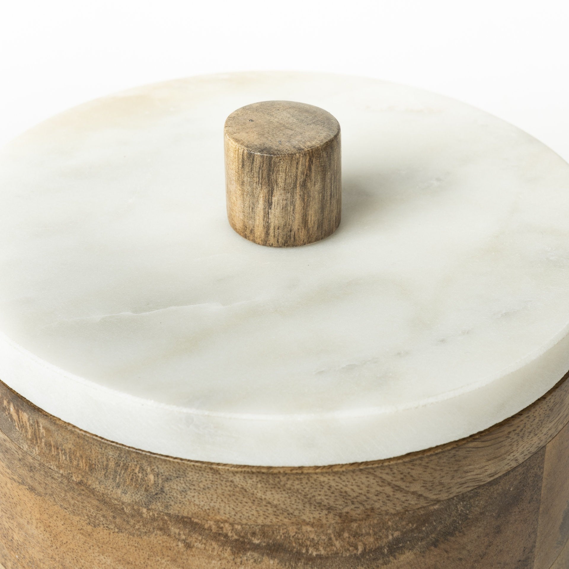 Petite Brown Wooden Round Storage Box - Minihomy