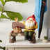 Garden Gnome and Squirrel on Welcome Bench - Minihomy