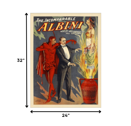 36" X 48" The Incomparable Albini Vintage Magic Poster Wall Art - Minihomy