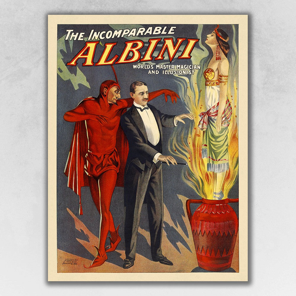 36" X 48" The Incomparable Albini Vintage Magic Poster Wall Art - Minihomy