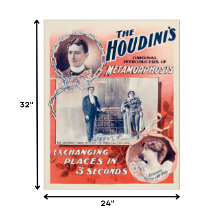 36" X 48" The Houdini's Metamorphosis Vintage Magic Poster Wall Art - Minihomy