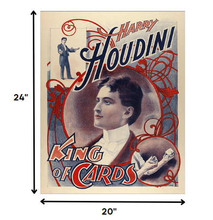 30" X 24" Houdini King Of Cards Vintage Magic Poster Wall Art - Minihomy