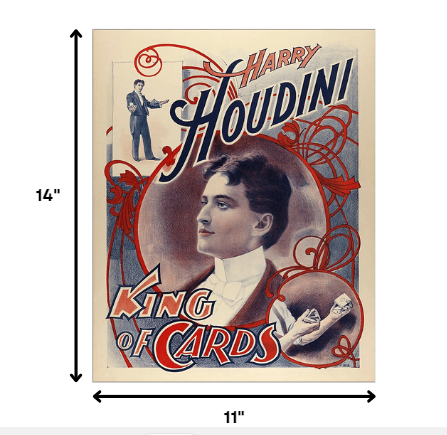 30" X 24" Houdini King Of Cards Vintage Magic Poster Wall Art - Minihomy