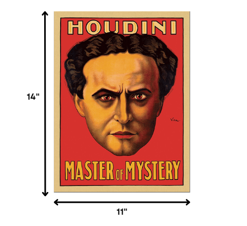 11" X 14" Houdini Master Of Mystery Vintage Magic Poster Wall Art - Minihomy