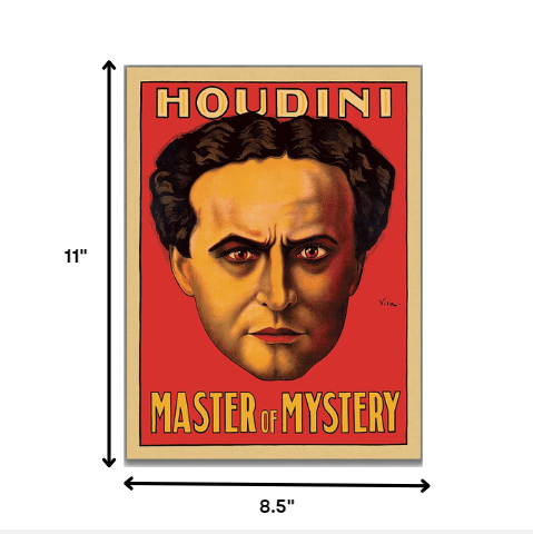 11" X 14" Houdini Master Of Mystery Vintage Magic Poster Wall Art - Minihomy