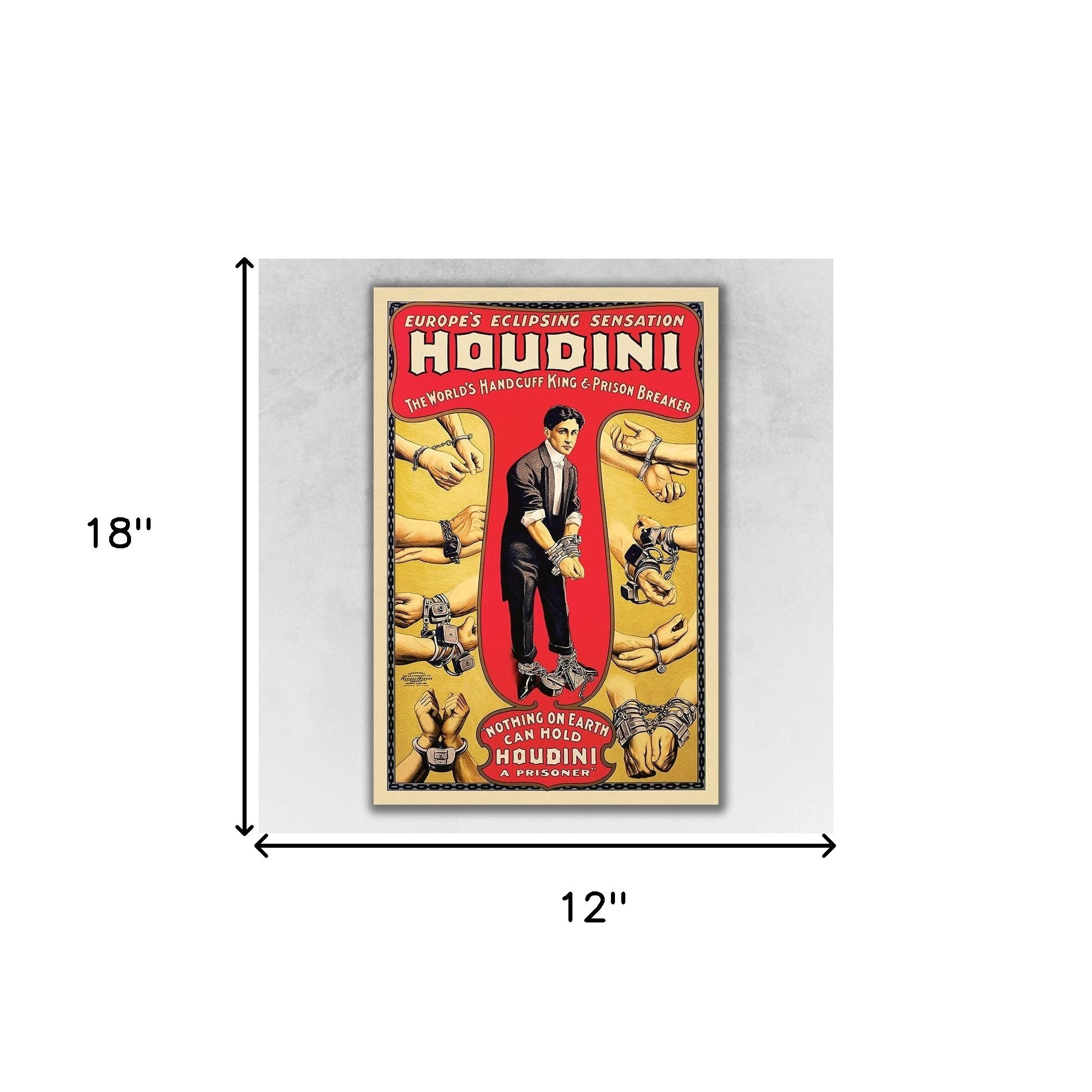 24" X 36" Houdini Handcuff King Vintage Magic Poster Wall Art - Minihomy