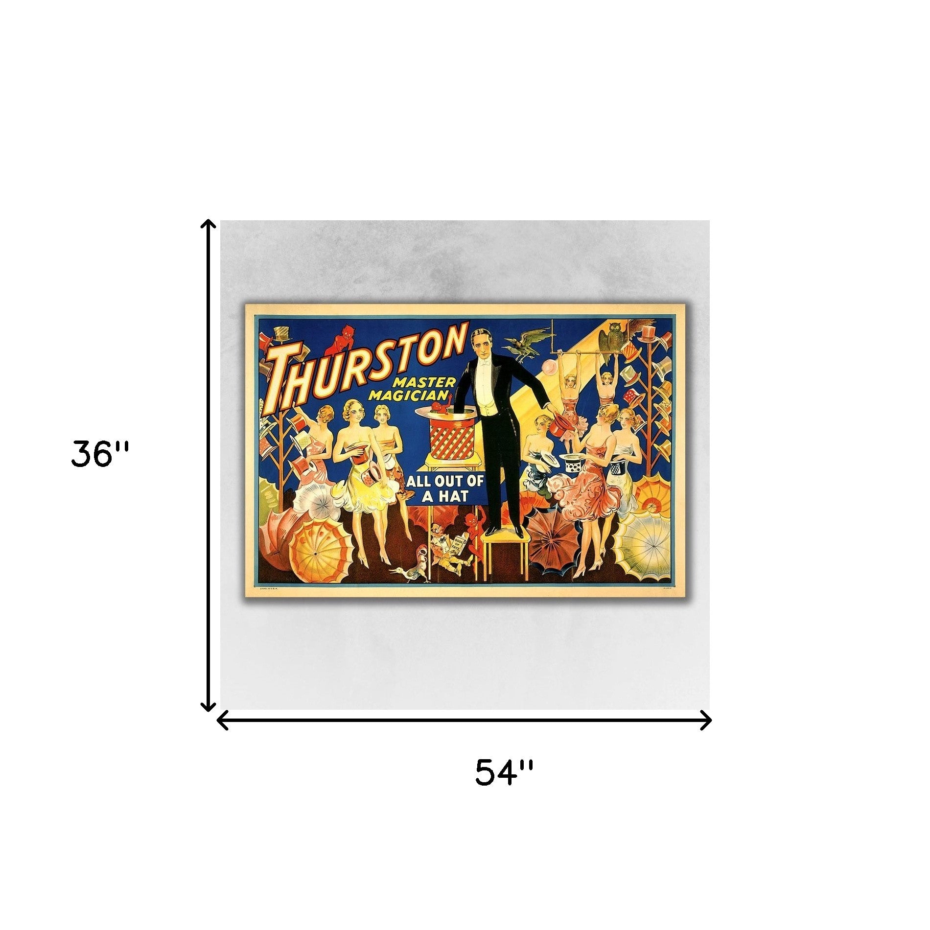 36" X 54" Thurston Out Of A Hat Vintage Magic Poster Wall Art - Minihomy