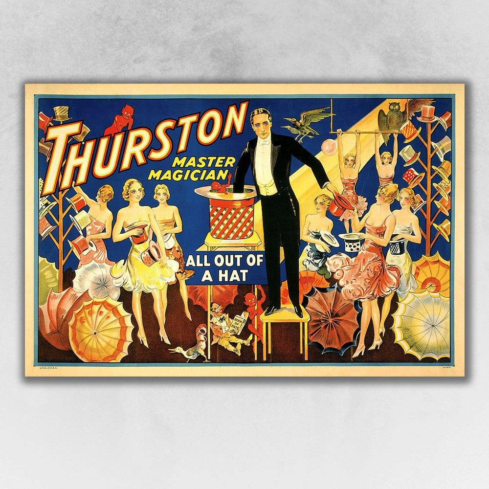 36" X 54" Thurston Out Of A Hat Vintage Magic Poster Wall Art - Minihomy