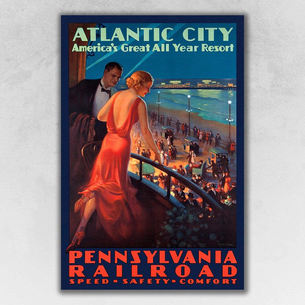 24" X 36" Vintage 1935 Atlantic City Travel Poster Wall Art - Minihomy