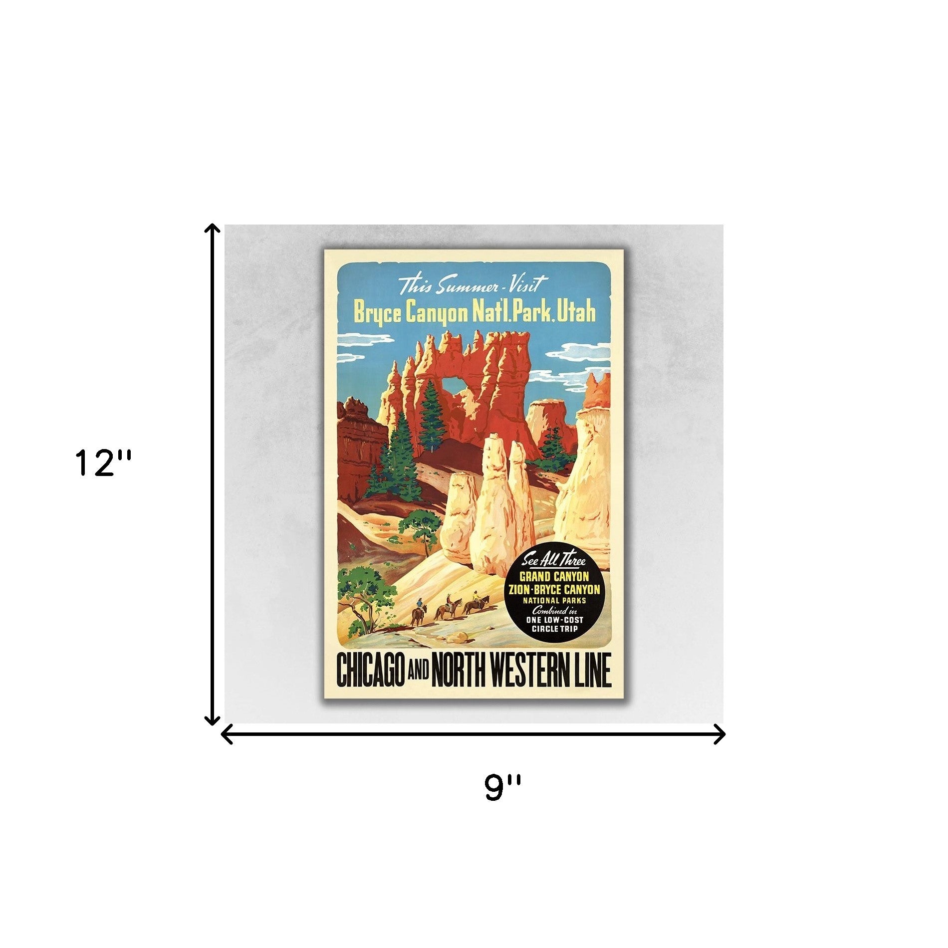 36" X 54" Vintage 1950S Bryce Canyon National Park Wall Art - Minihomy