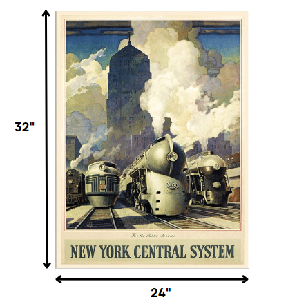 24" X 32" New York Railroad Vintage Travel Poster Wall Art - Minihomy