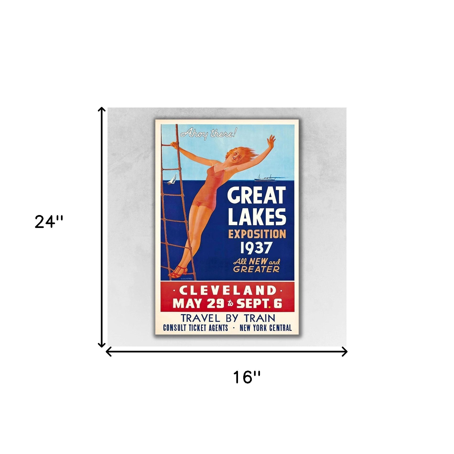 24" X 36" Great Lakes 1937 Vintage Travel Poster Wall Art - Minihomy