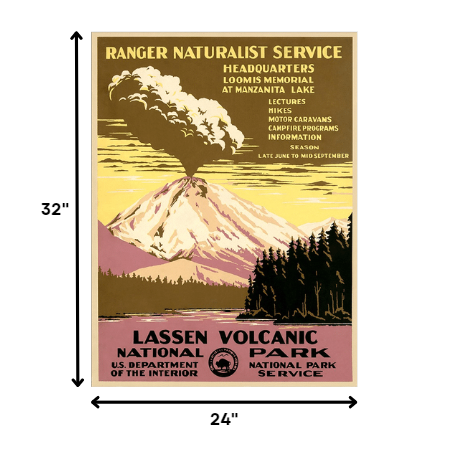 24" X 32" Lassen Volcanic National Park Vintage Travel Poster Wall Art - Minihomy