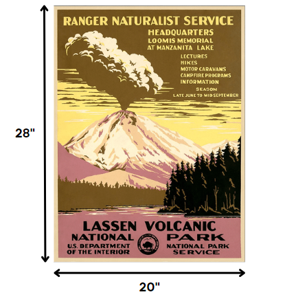 24" X 32" Lassen Volcanic National Park Vintage Travel Poster Wall Art - Minihomy