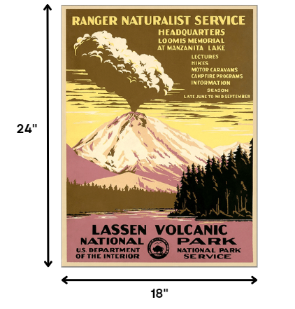 24" X 32" Lassen Volcanic National Park Vintage Travel Poster Wall Art - Minihomy