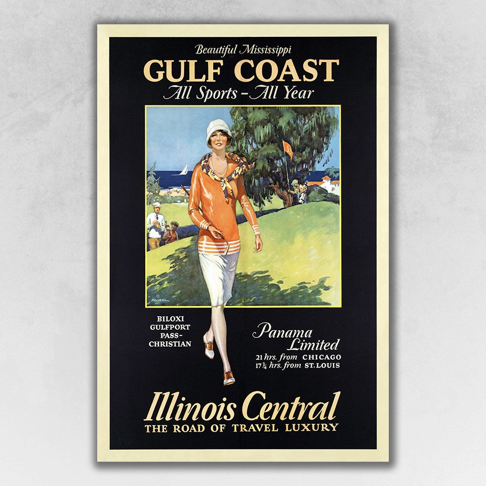 36" X 54" Gulf Coast Golf 1932 Vintage Travel Poster Wall Art - Minihomy