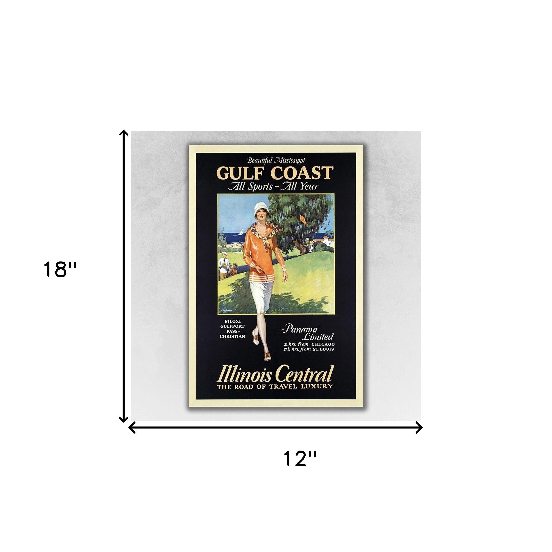 36" X 54" Gulf Coast Golf 1932 Vintage Travel Poster Wall Art - Minihomy