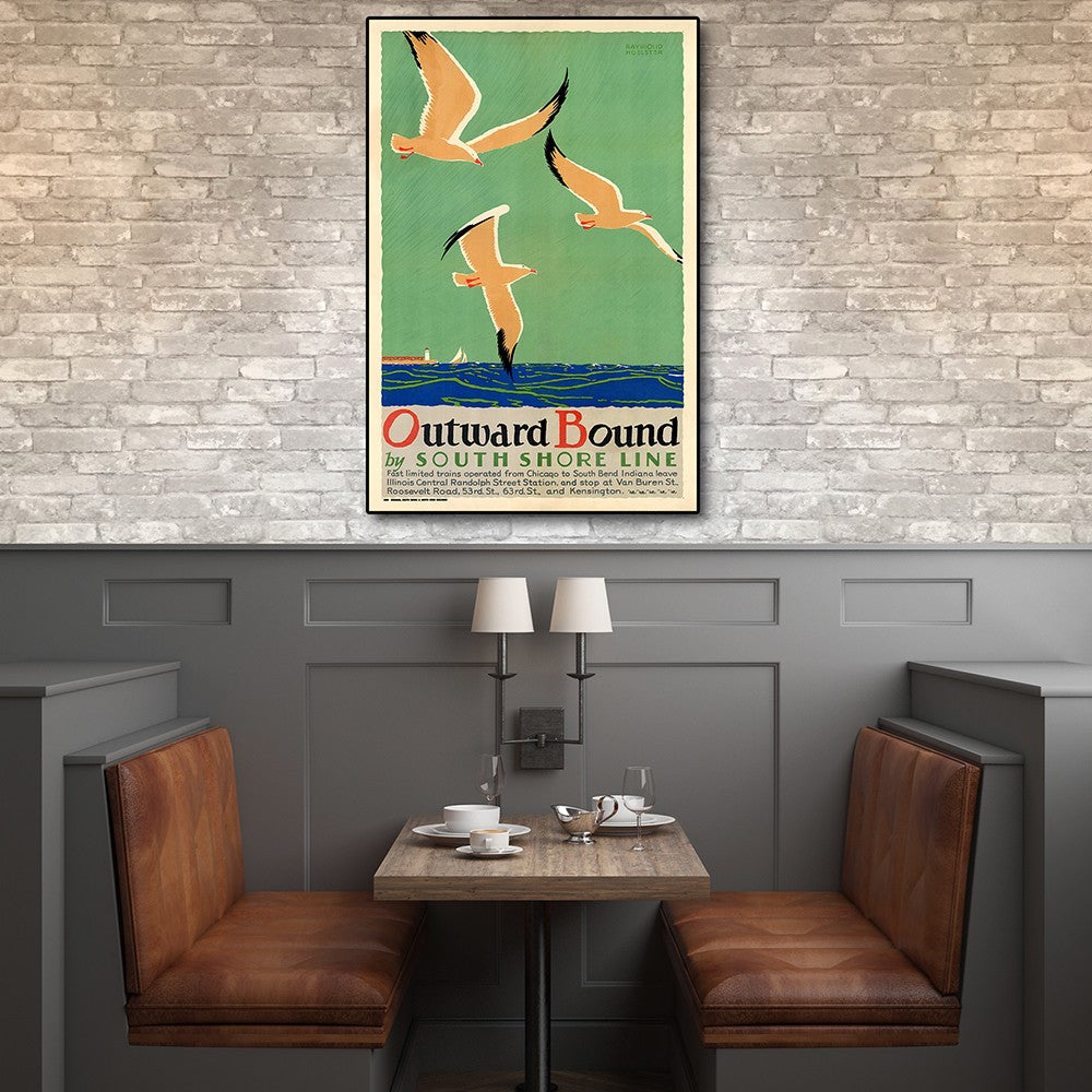 24" X 36" Birds Over Lake Michigan C1929 Vintage Travel Poster Wall Art - Minihomy