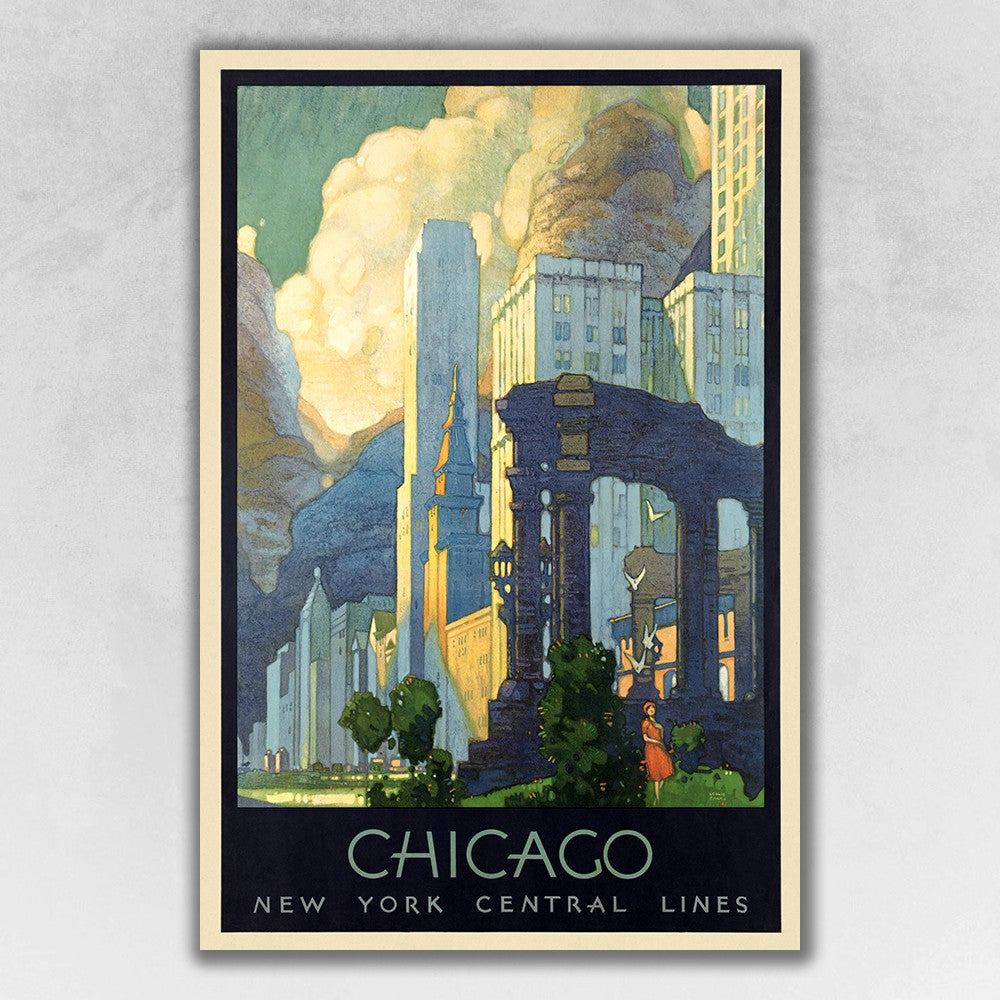 36" X 54" Vintage 1929 Chicago Michigan Ave Travel Poster Wall Art - Minihomy