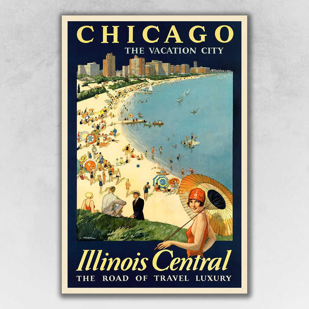 20" X 30" Vintage 1929 Chicago Vacation Travel Poster Wall Art - Minihomy