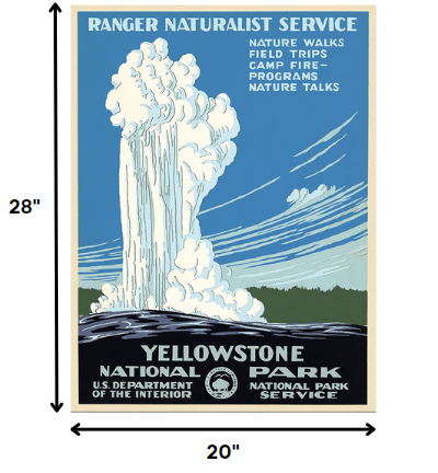 36" x 48" Yellowstone National Park c1938 Vintage Travel Poster Wall Art - Minihomy