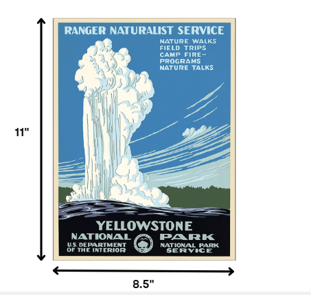 36" x 48" Yellowstone National Park c1938 Vintage Travel Poster Wall Art - Minihomy